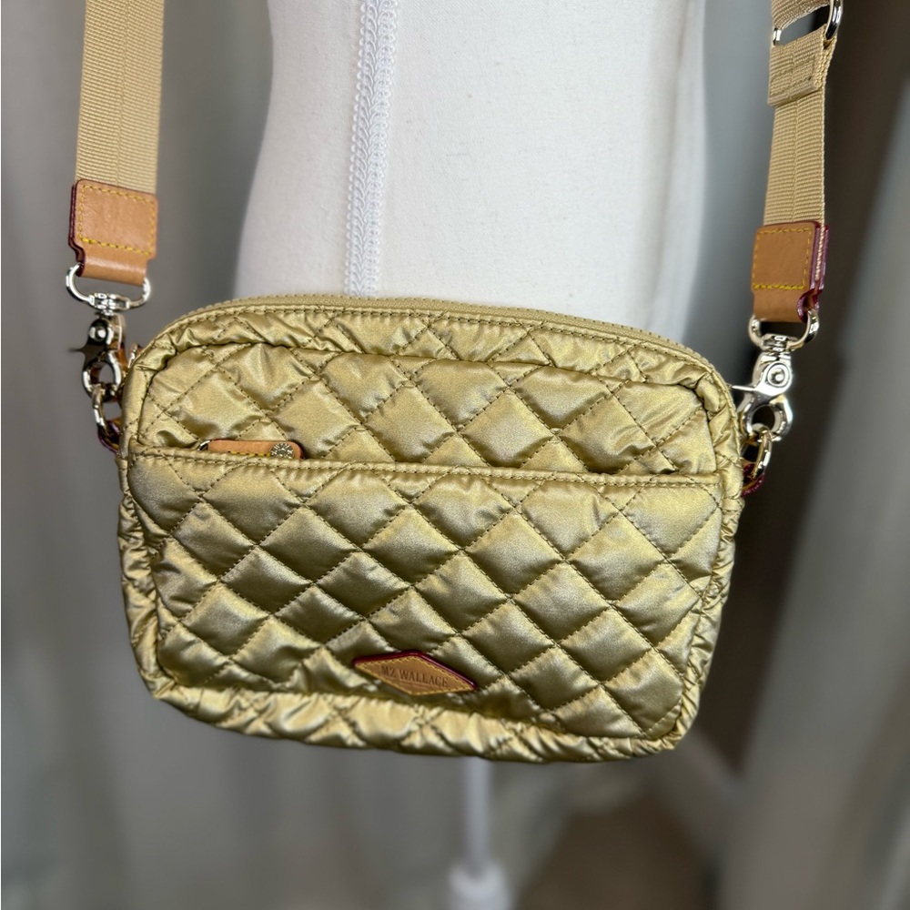 MZ Wallace Gold Metro Camera Quilted Crossbody Bag - Picture 3 of 11